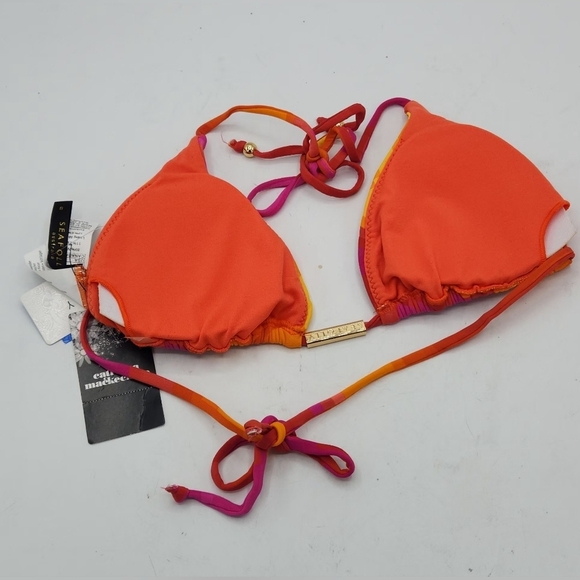 Seafolly Australia Swim Red Orange Pink Yellow Triangle Bikini Top Size 4 - Picture 3 of 9